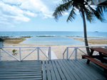 View of the slatwater pool from the house